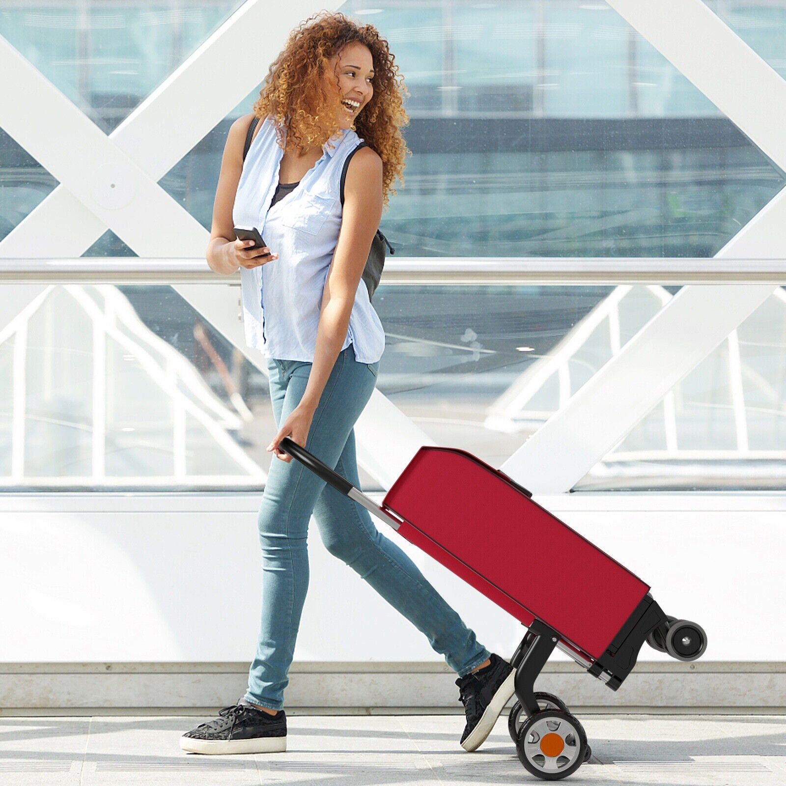 Folding Shopping Cart Utility Hand Truck with Rolling Swivel Wheels