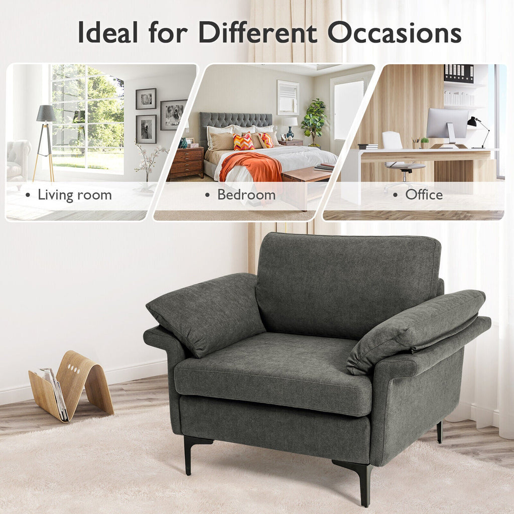 Modern Fabric Accent Armchair with Original Distributed Spring and Armrest Cushions