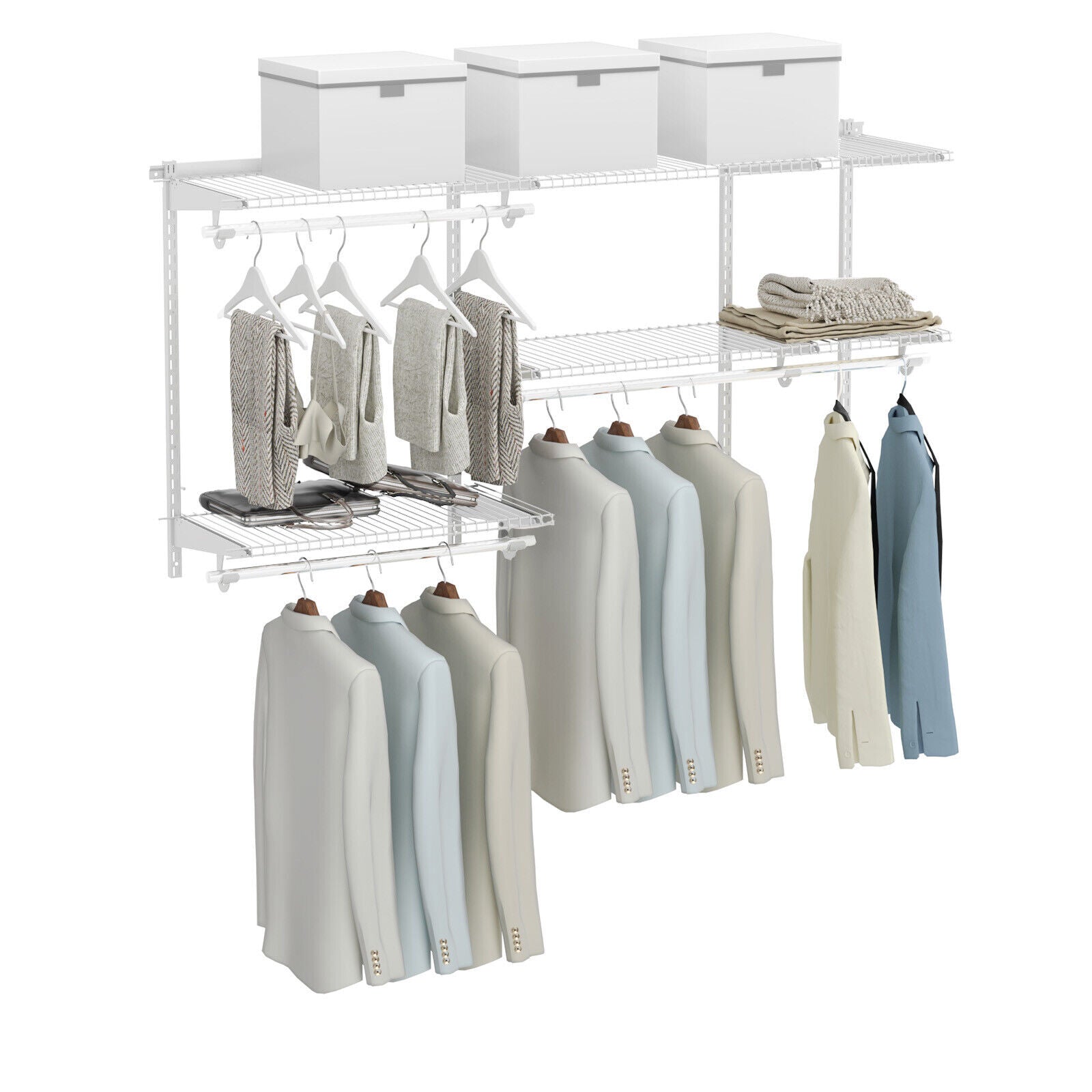 Custom Closet Organizer Kit 3 to 5 Feet Wall-Mounted Closet System with Hang Rod