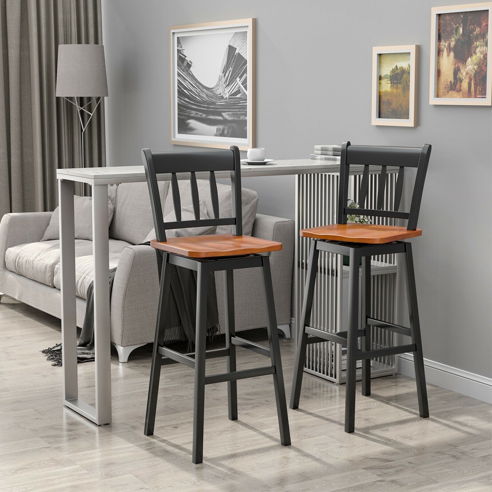 30.5 Inches Set of 2 Swivel Bar Stools with 360¬∞ Swiveling