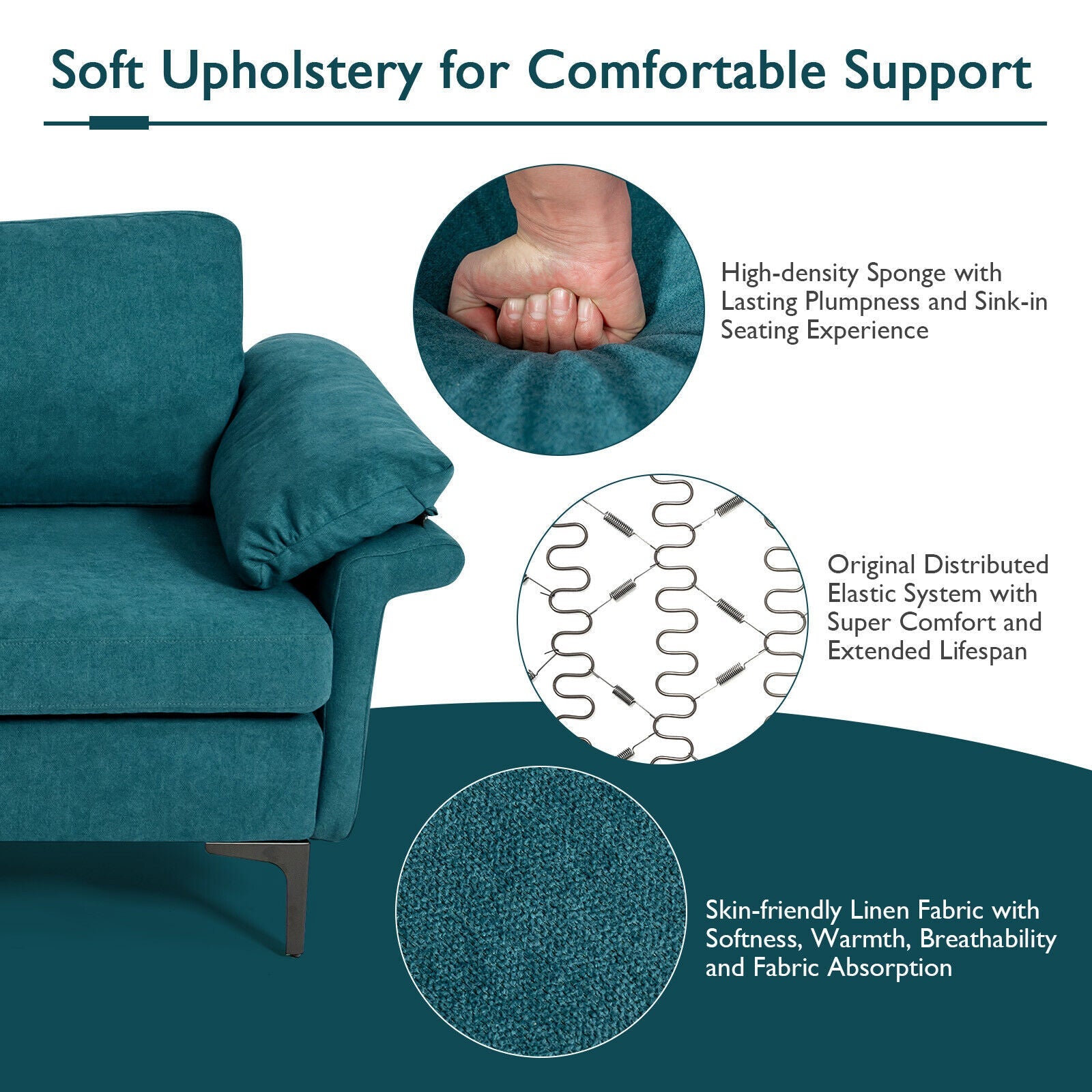 Extra Large Modular L-shaped Sectional Sofa with Reversible Chaise for 4-5 People