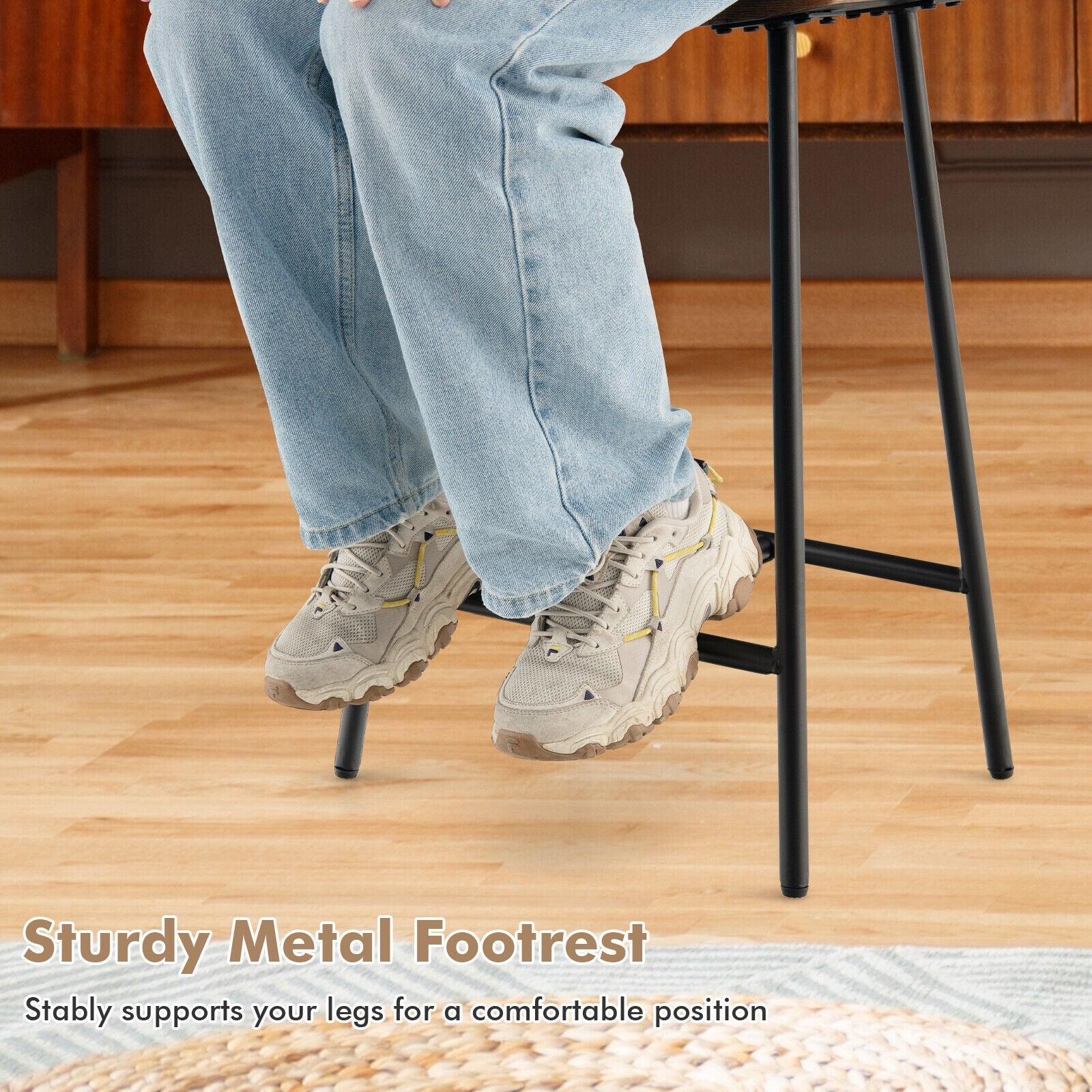 Industrial Saddle Stool with Metal Legs and Adjustable Foot Pads