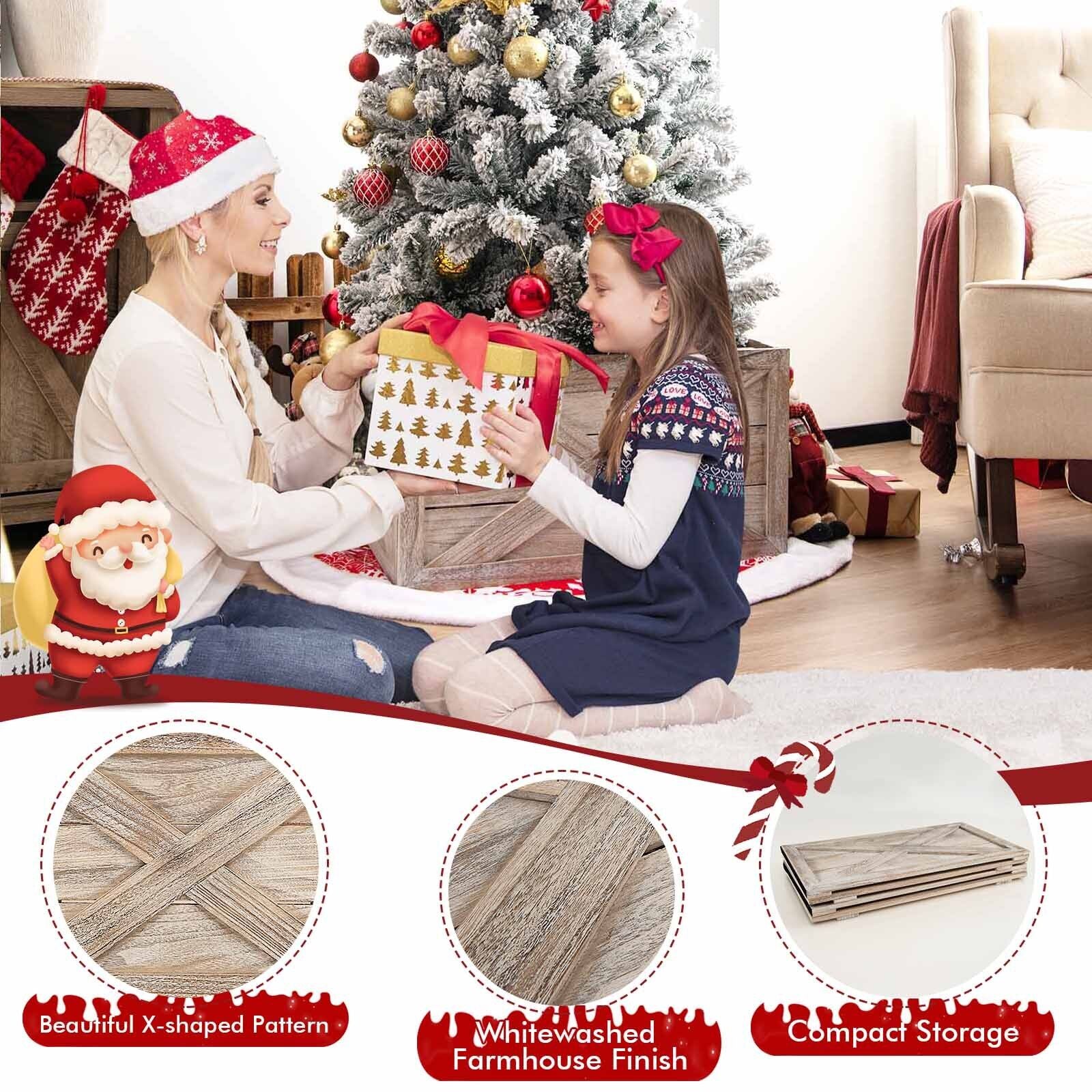 28.5 Inch Wooden Tree Collar Box for Indoor/Outdoor Use