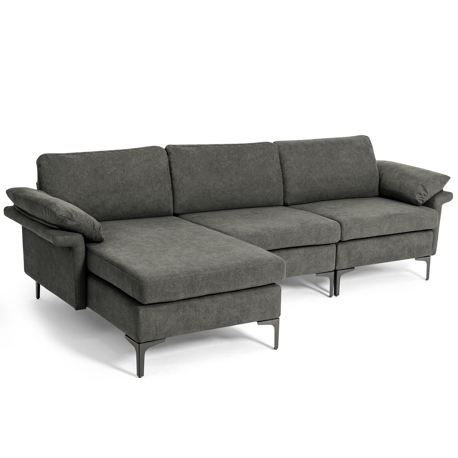 Extra Large Modular L-shaped Sectional Sofa with Reversible Chaise for 4-5 People
