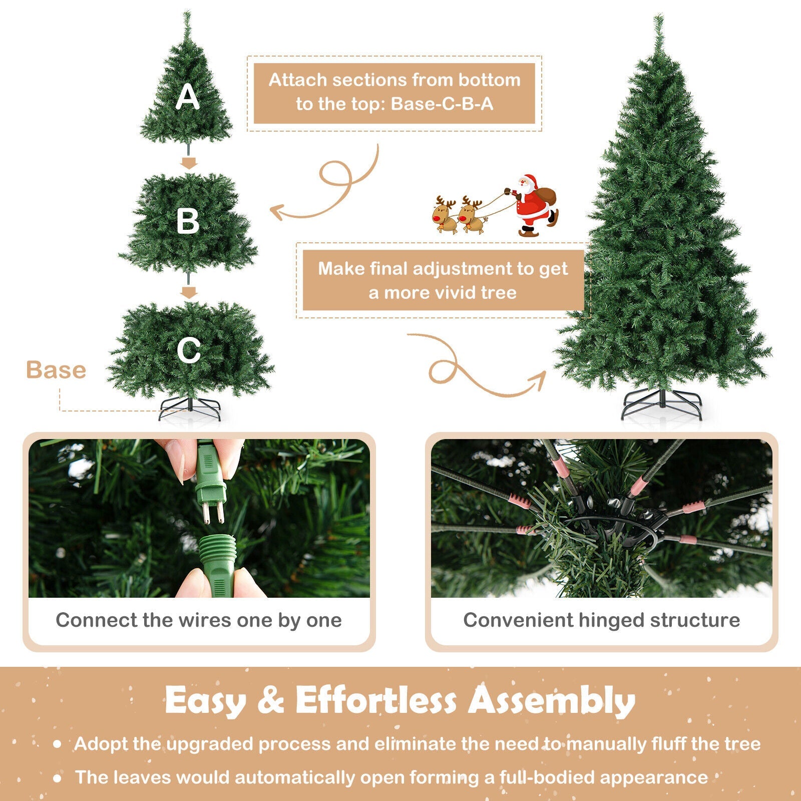 7 Feet Christmas Tree Pre-Lit 3-Minute Quick Shape