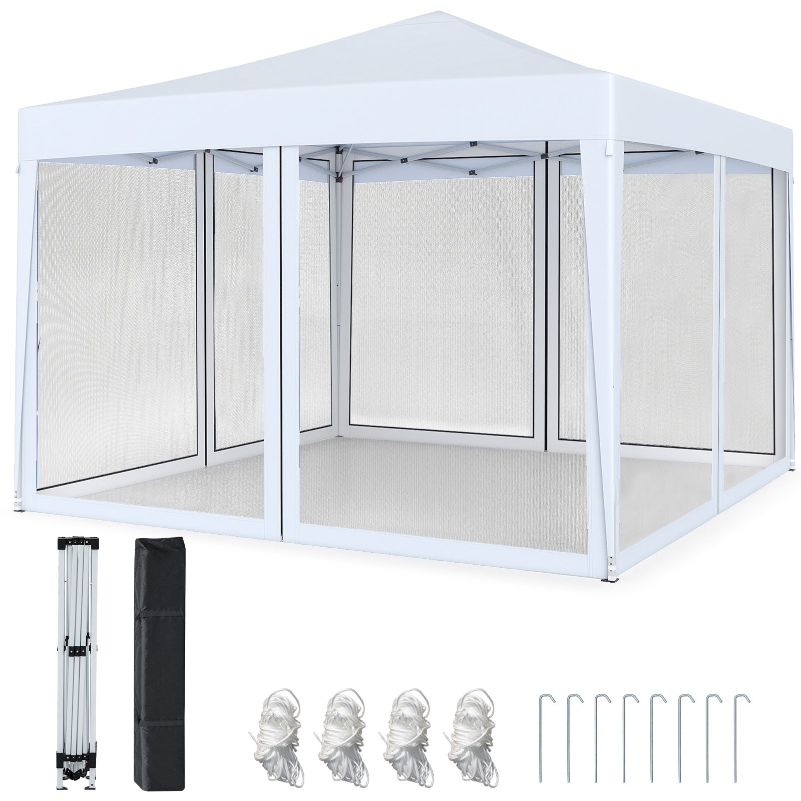 10 FT x 10 FT Pop-Up Canopy Tent Easy Setup Instant Folding Shelter with Mesh Netting
