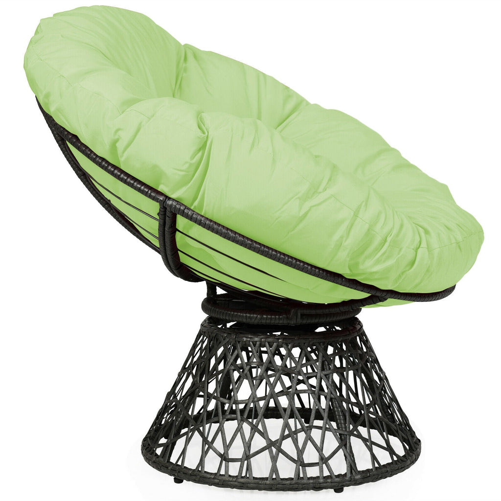 Rattan Papasan Chair Ergonomic 360-degree Swivel Soft Cushion Garden