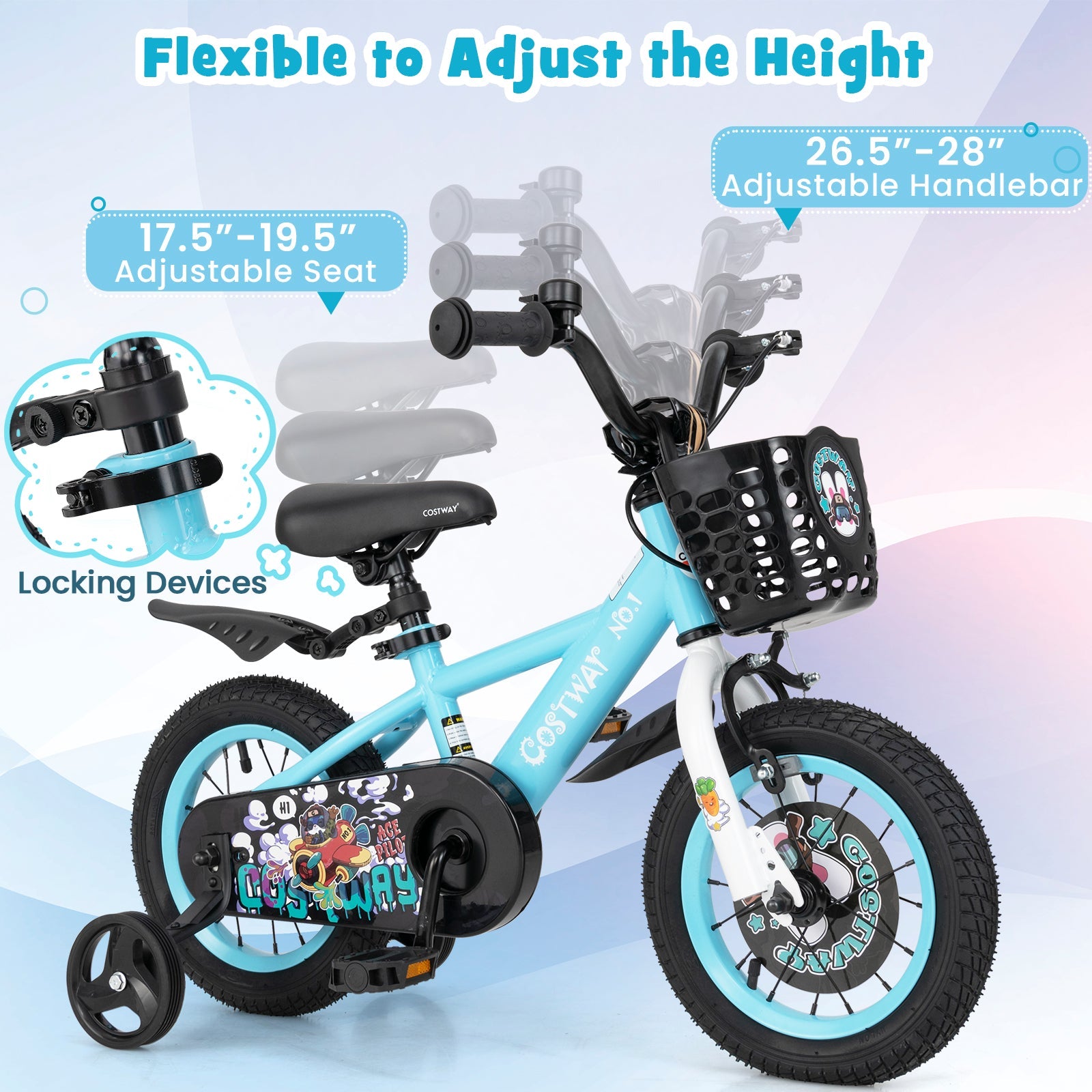 14 Inch Kids Bike with Adjustable Handlebar and Saddle for 3-5 Years Old-14 inches