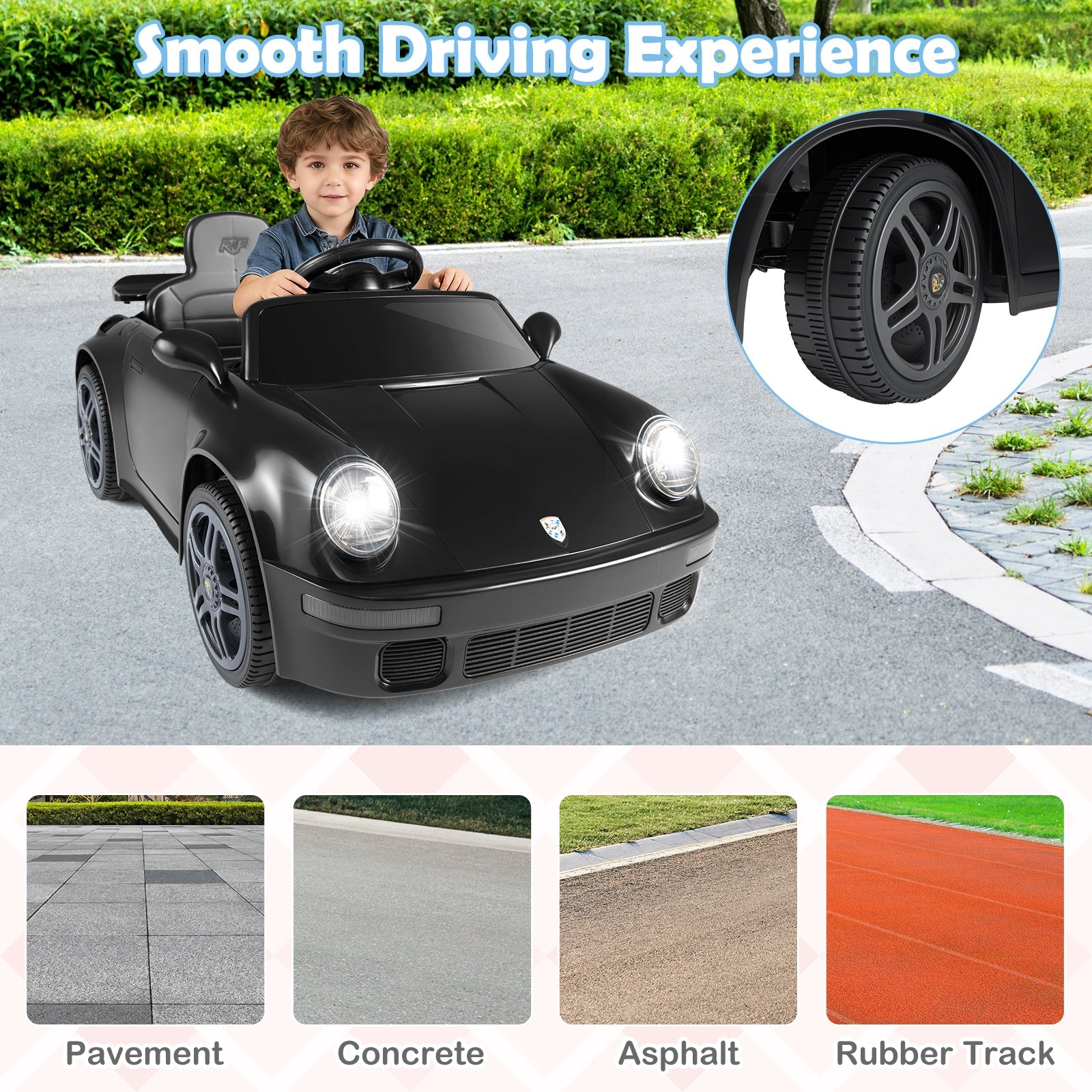 12V Electric Ride On Car Licensed RUF CTR with Remote Control and Music