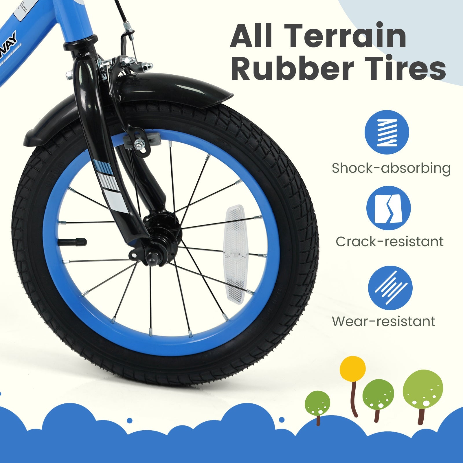 12/14/16/18 Inches Kids Bike with Removable Training Wheels and Adjustable Seatfor 3-8 Years Old Navy