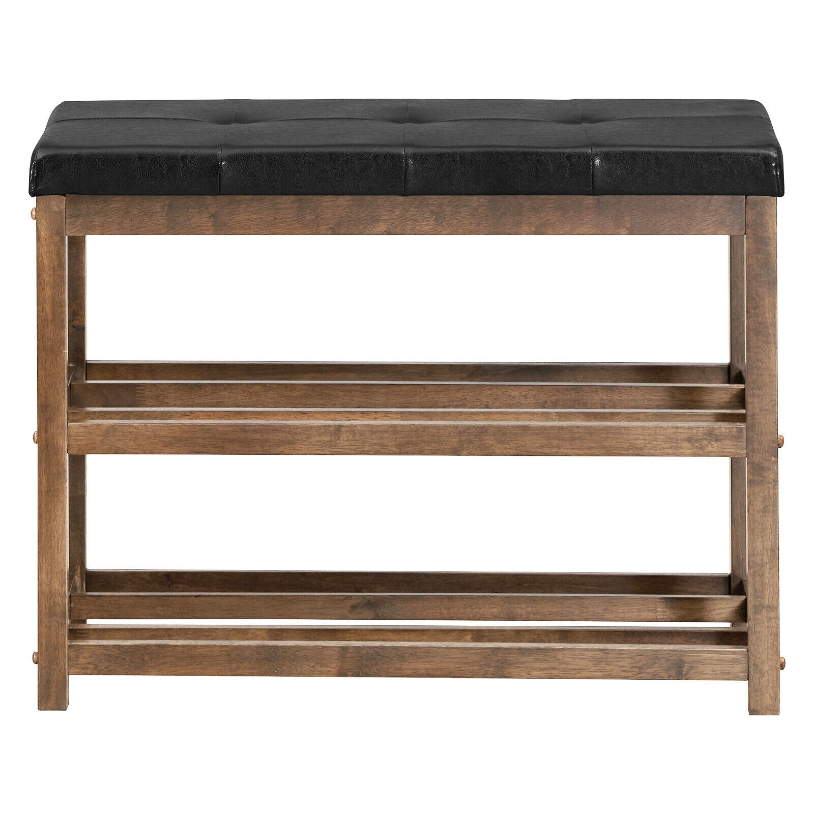 2-Tier Wooden Shoe Rack Bench with Padded Seat