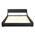 Full Size Faux Leather Upholstered Platform Bed Adjustable Headboard-Black
