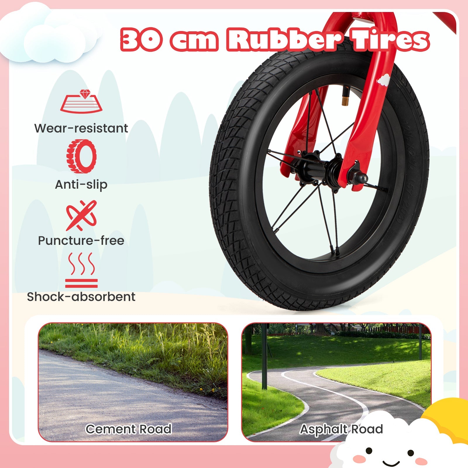 12 Inch Toddler Balance Bike with Height Adjustable Handlebar and Seat