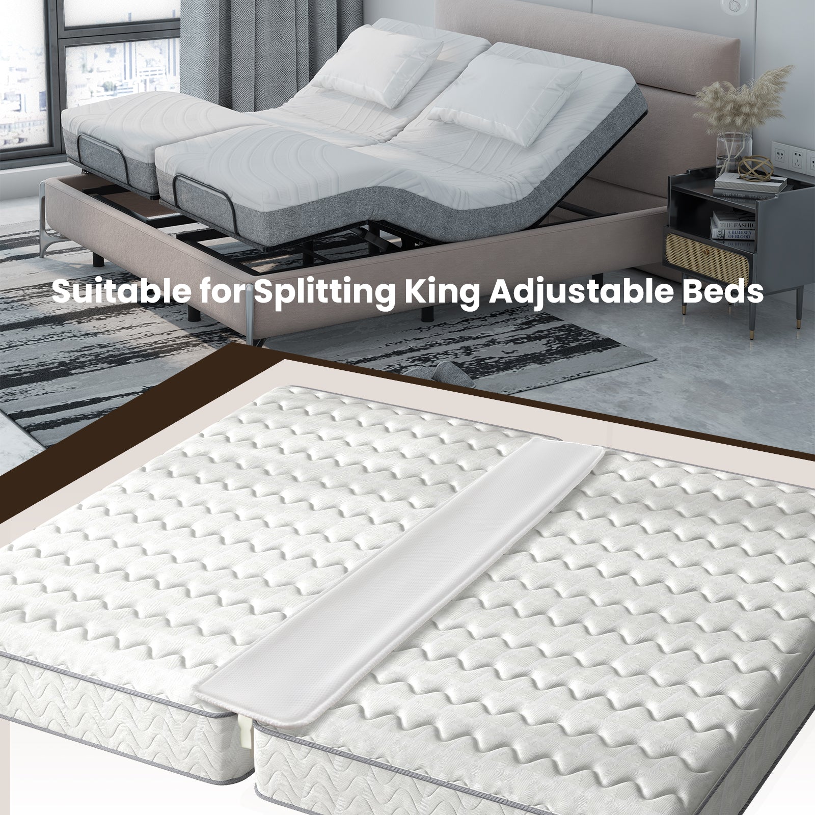 9 Inch Wide Bed Bridge Twin to King Converter Kit with Strap