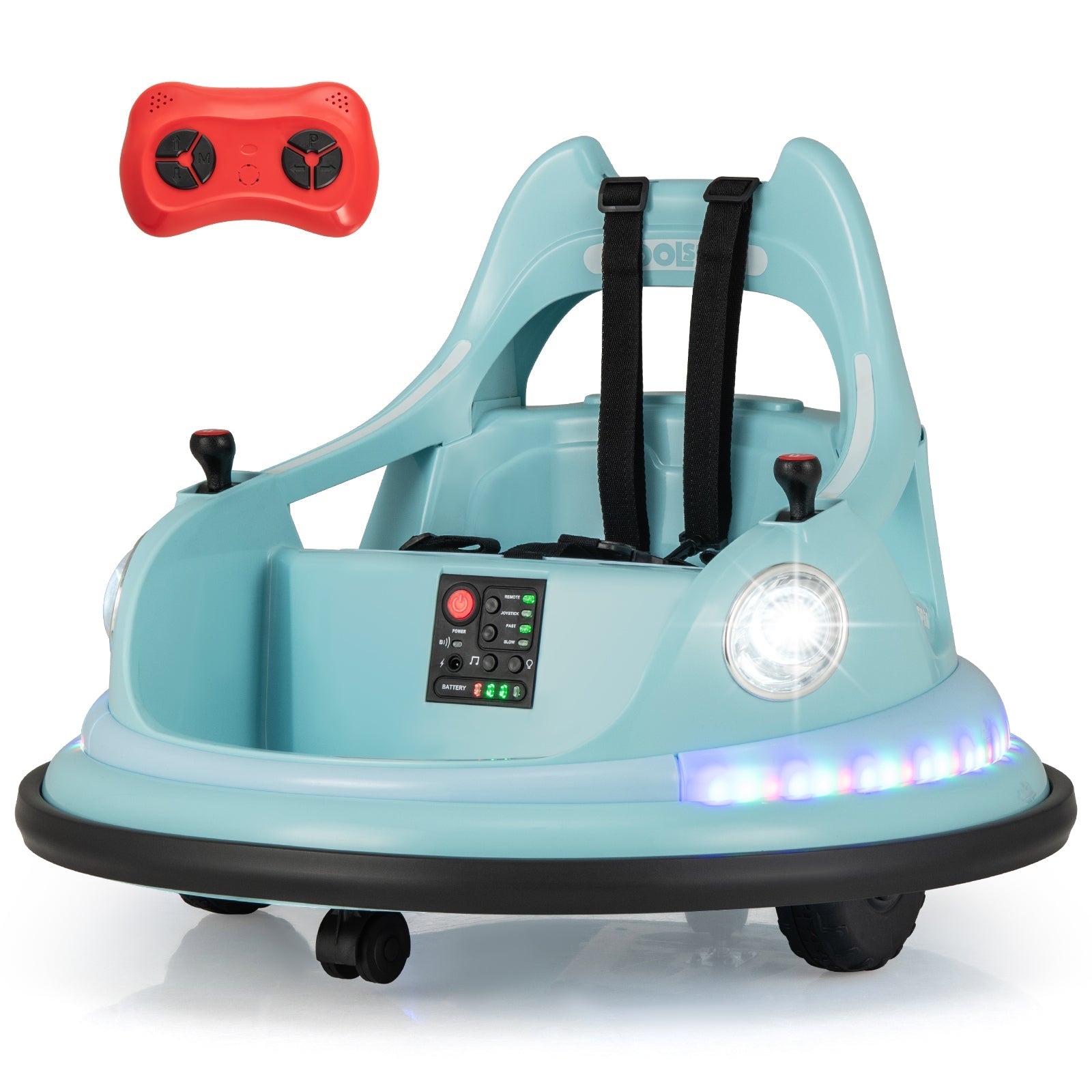 12V Kids Ride On Bumper Car with Remote Control and Dual Joysticks