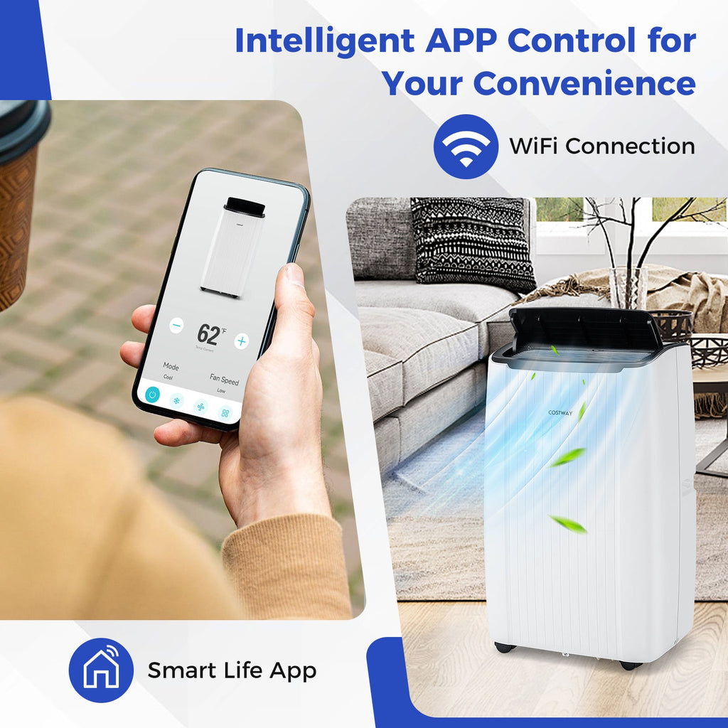 12000 BTU Portable Air Conditioner 4-in-1 Smart WiFi Enabled Home AC Unit with Heat