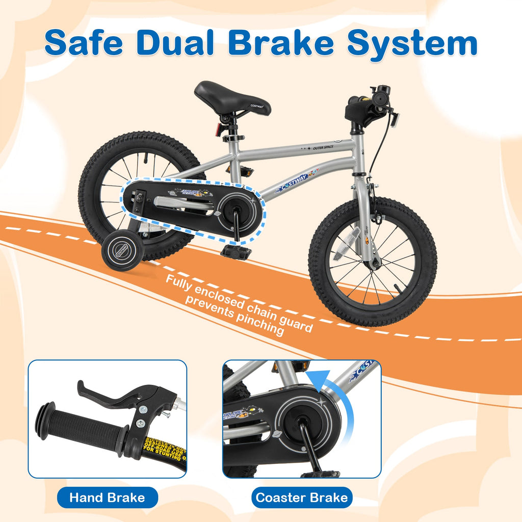 16-Inch Kids Bike Bicycle for Boys Girls 4-7 Adjustable with High Carbon Steel Frame-16 inches