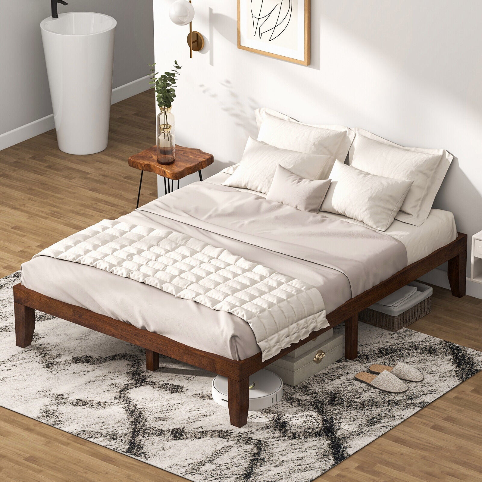 Queen Size 14 Inch Wooden Bed Mattress Frame