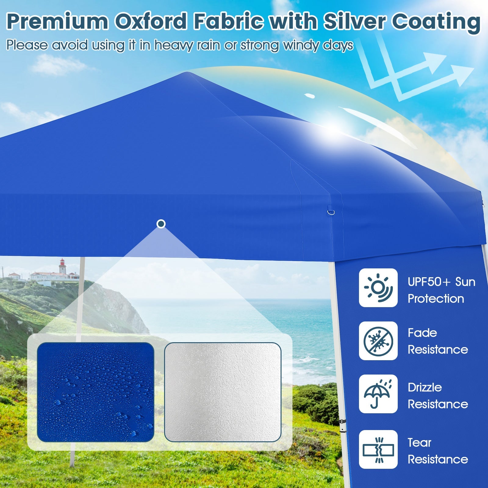 14 x 9.2 Feet Pop up Canopy Tent with 2 Convertible Sidewalls to Awning and Stakes