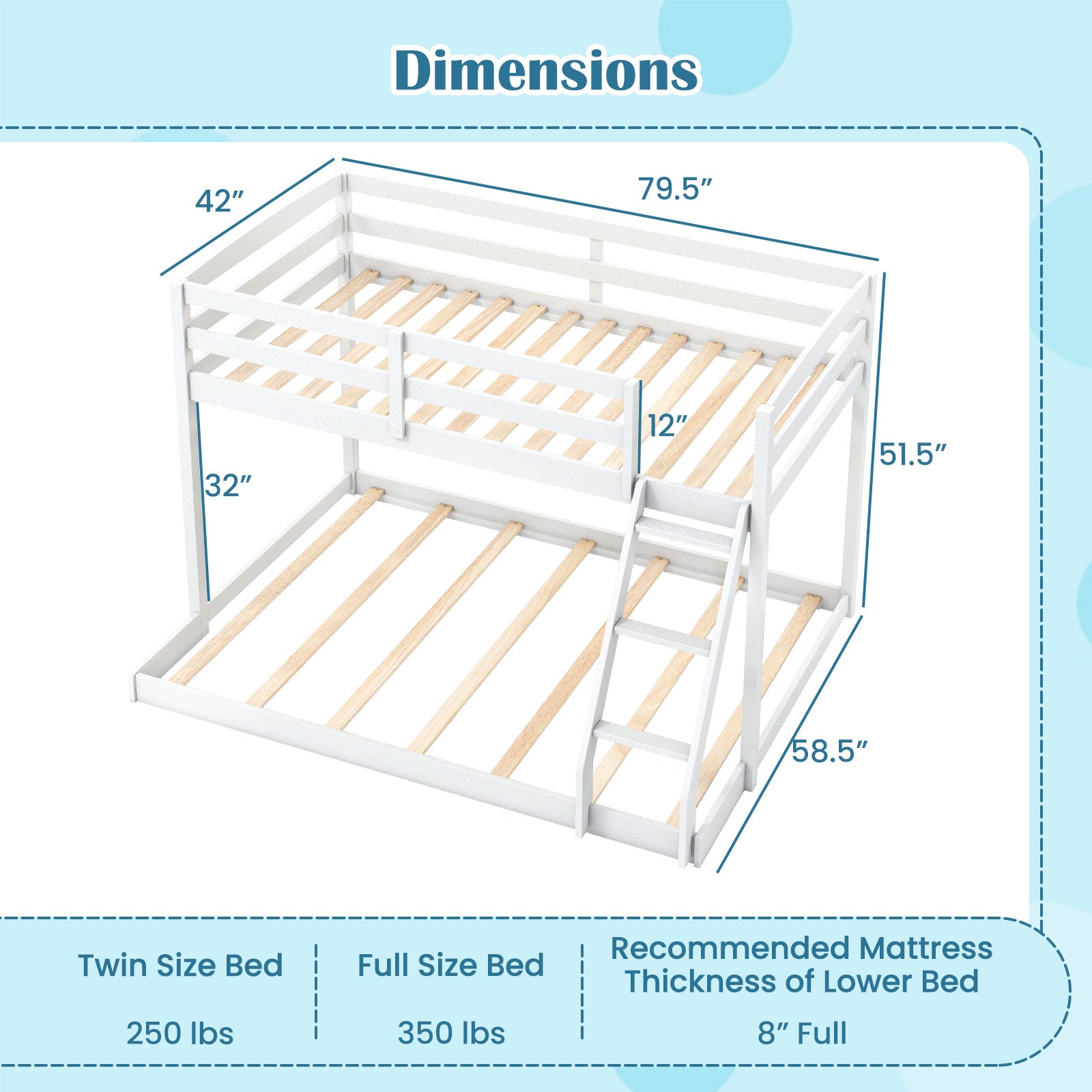 Twin Over Full Bunk Bed Low Floor Bunk Bed Frame