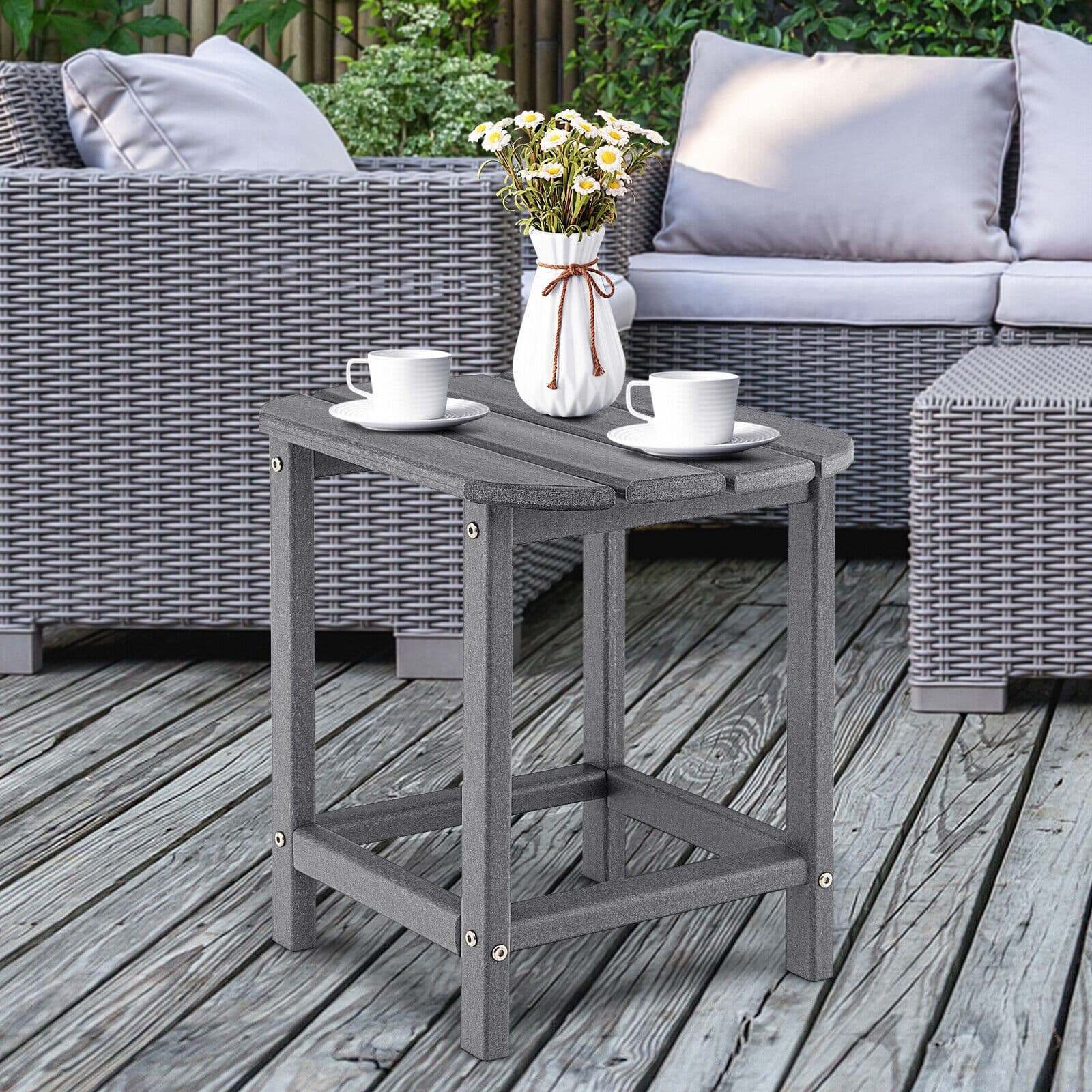 18 Inch Weather Resistant Side Table for Garden Yard Patio