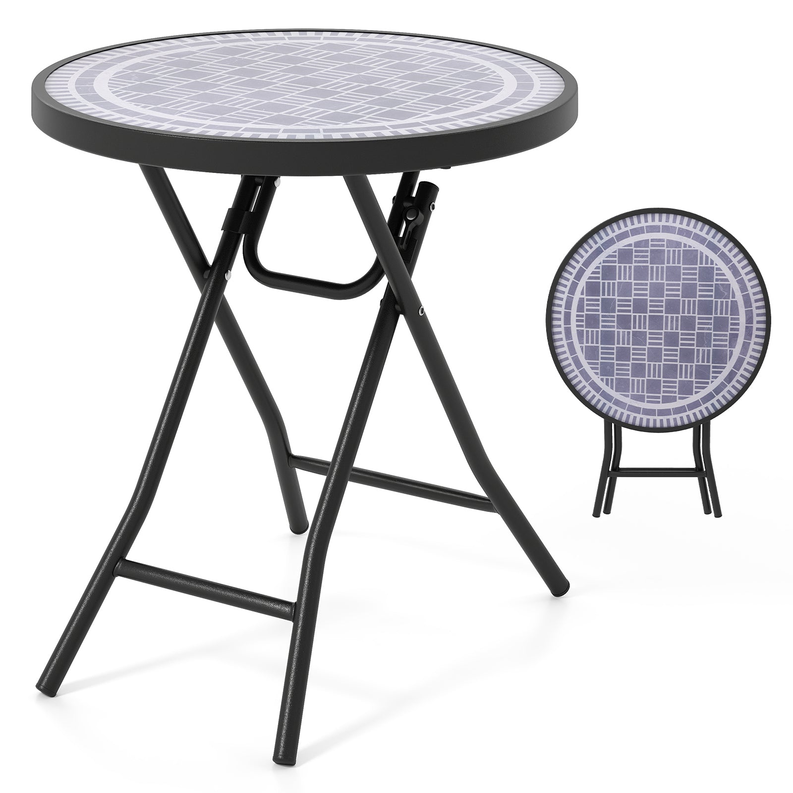 18 Inch Folding Side Table Patio Round Compact Coffee Table