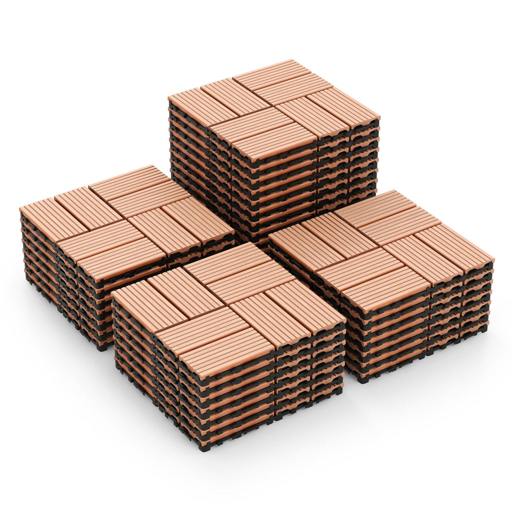 18 Pieces 12 x 12 Inch All Weather Interlocking Deck Tiles