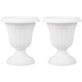 18 inch Tall Vintage Planters Set of 2 with Pedestal Base and Pre-marked Drain Hole