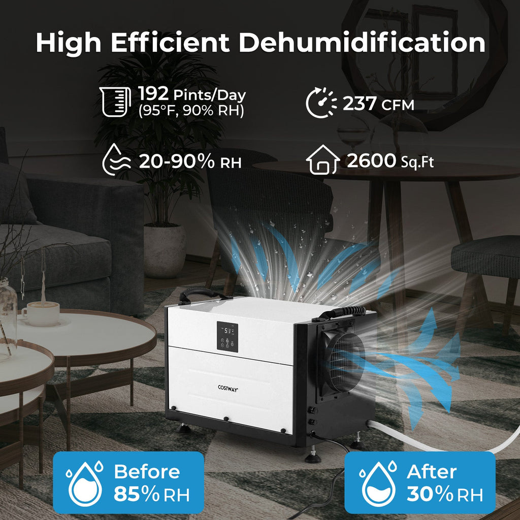 192 Pint Crawl Space Dehumidifier with 3 Modes and 24H Timer