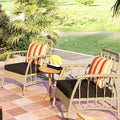 Patio Furniture Set: Patio Dining Set+Teak Wood Side Table+3 Pieces Patio Rattan Bistro Set
