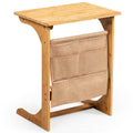 Bamboo Sofa Table End Table Bedside Table with Storage Bag