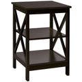 3-Tier Nightstand End Table with X Design Storage
