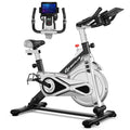 Stationary Silent Belt Adjustable Exercise Bike with Phone Holder and Electronic Display