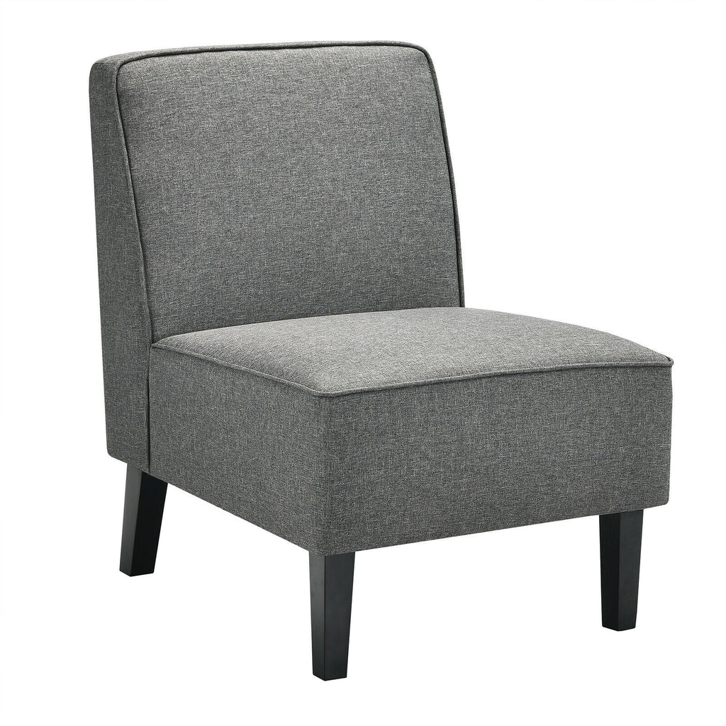 Modern Armless Accent Sofa Chair with Rubber Wood Legs