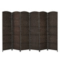 6.5Ft 6-Panel Weave Folding Fiber Room Divider Screen