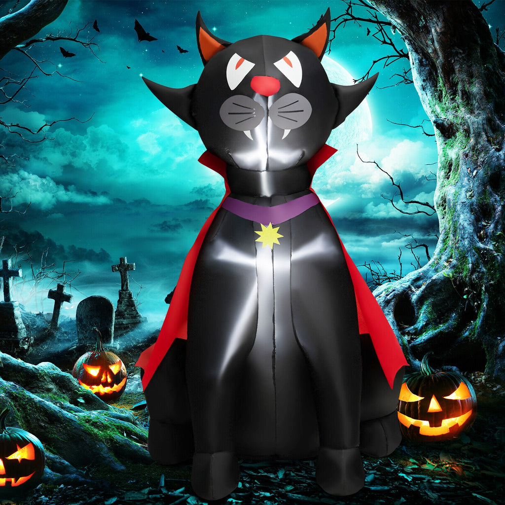 4.7 Feet Halloween Inflatable Vampire Cat with Red Cloak