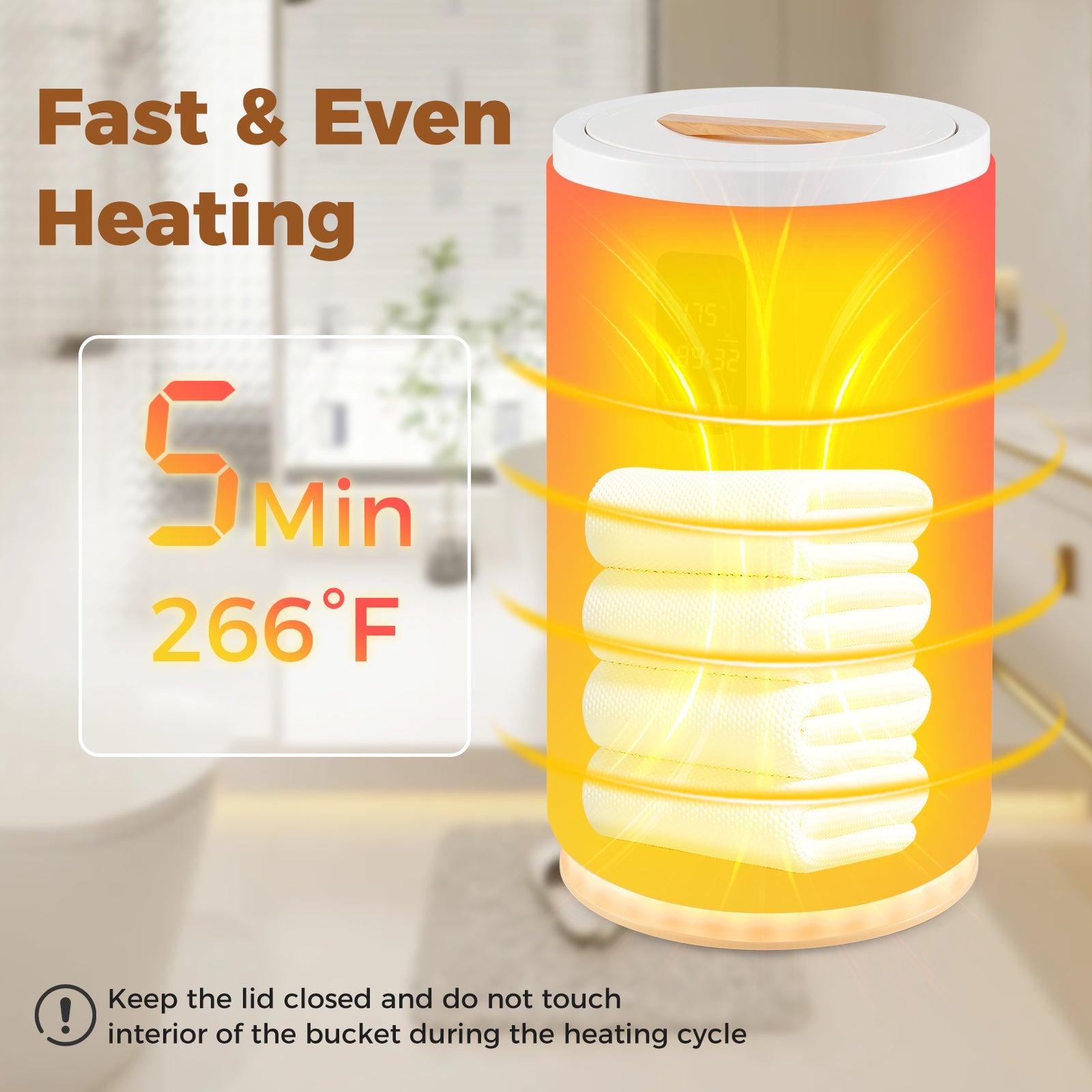 20L Hot Towel Warmer Bucket with 30/60/90 Min Heating Time-White