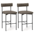 26 Inch Upholstered Bar Stools Set of 2 Counter Height Bar Chairs with Backrest
