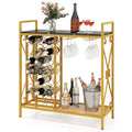 21 Bottle Wine Rack Freestanding Floor Wine Bottle Organizer with Glass Holder