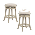 24/26 Inches Swivel Bar Stools Set of 2 wth Wooden Frame