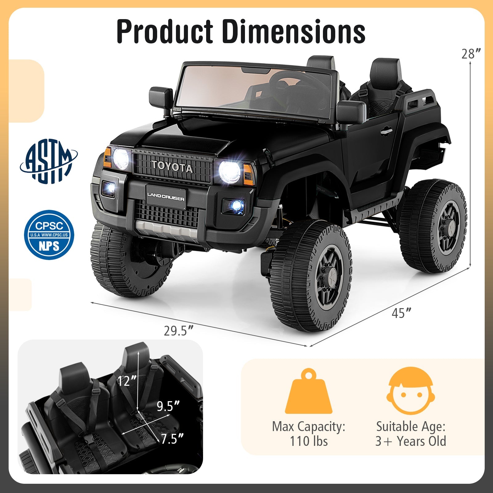 24V 2 Seater Ride on Car 4WD/2WD Switchable for Kids with Remote for Ages 3+