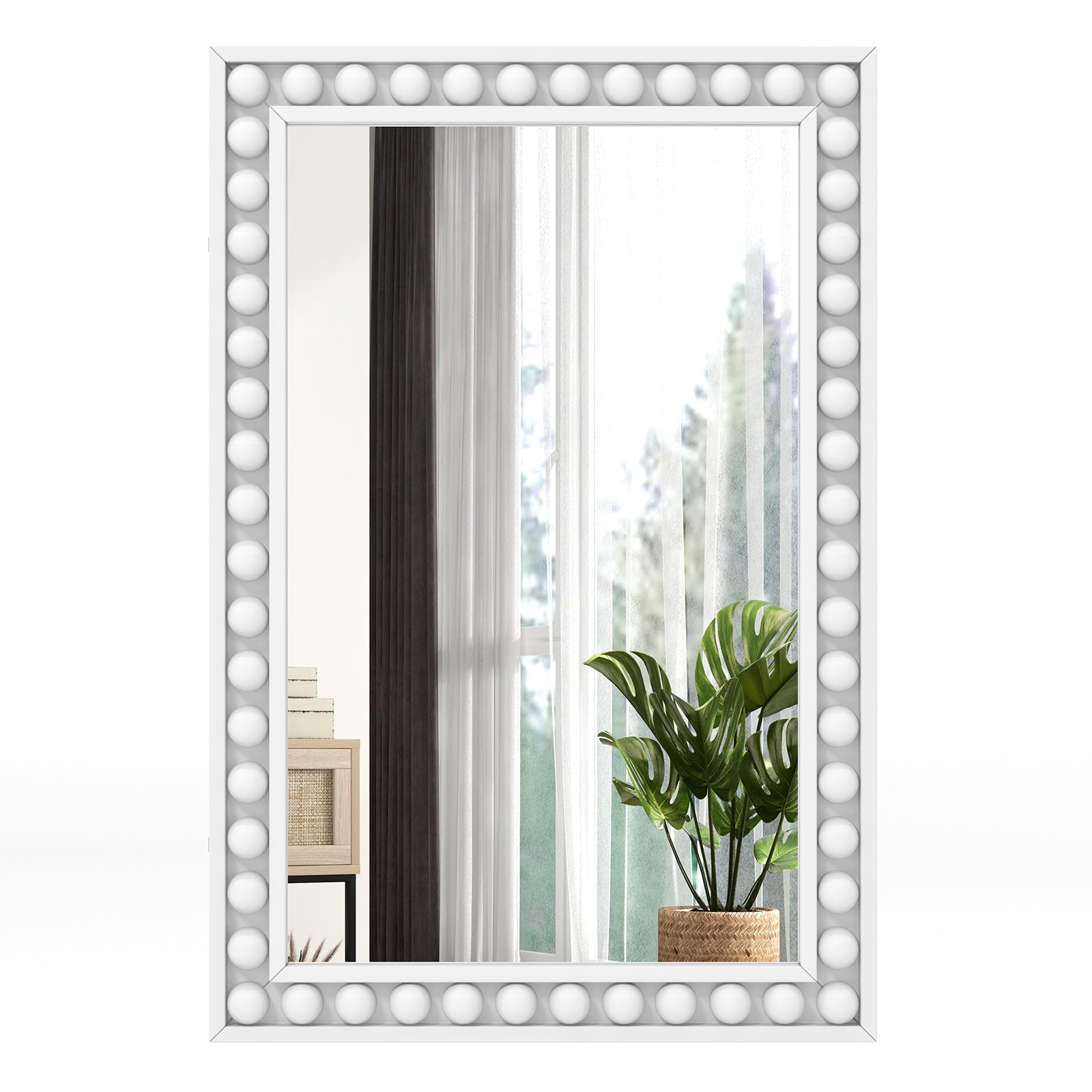 24 x 36 Inches Rustic Wall Mirror with Solid Wood Frame for Living Room Bedroom