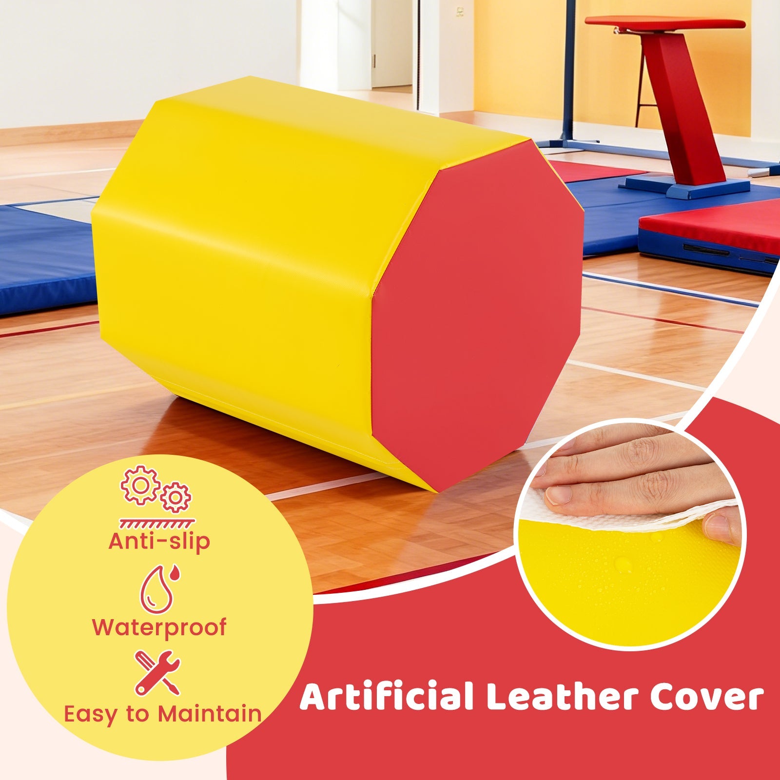 24.5 Inch x 24.5 Inch Octagon Gymnastics Mat with Waterproof Zippered Cover