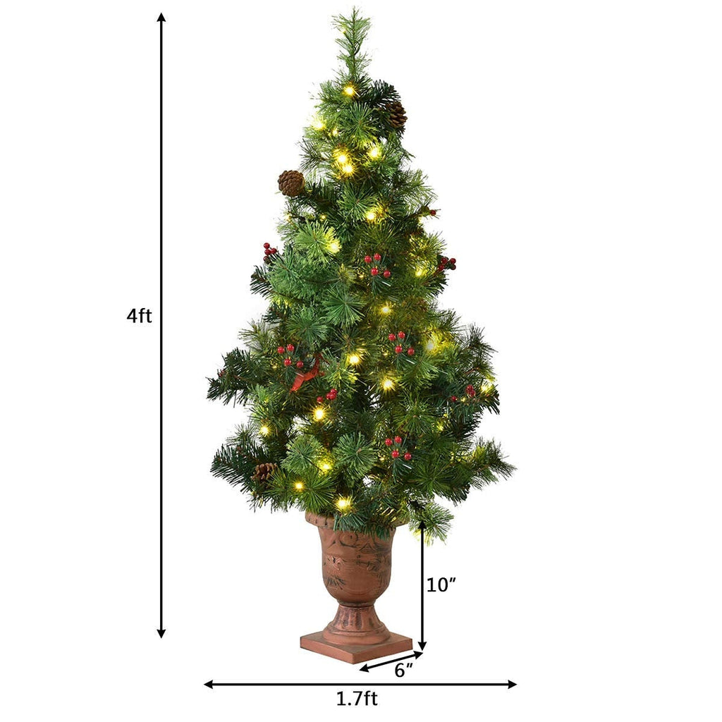 LED Christmas Tree with Red Berries Pine Cones