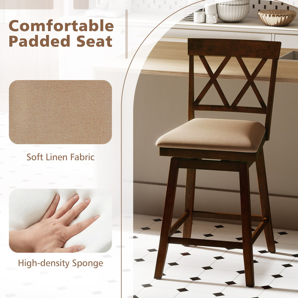 24 Inch Counter Height Barstools Set of 4 with Backrest and Upholstered Seat Cushion