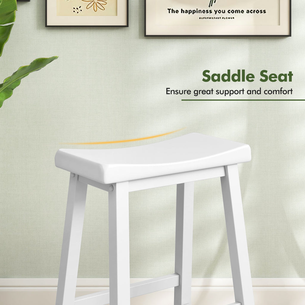 Set of 2 24 Inch Counter Height Stools with Solid Wood Legs