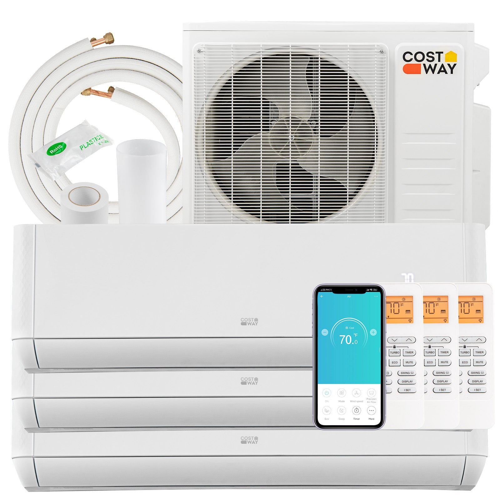 27000 BTU 3 Zone 22 SEER2 Mini Split AC with Heat Pump