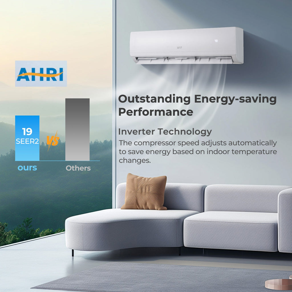 27000 BTU 2 Zone 19 SEER2 Mini Split AC with Heat Pump