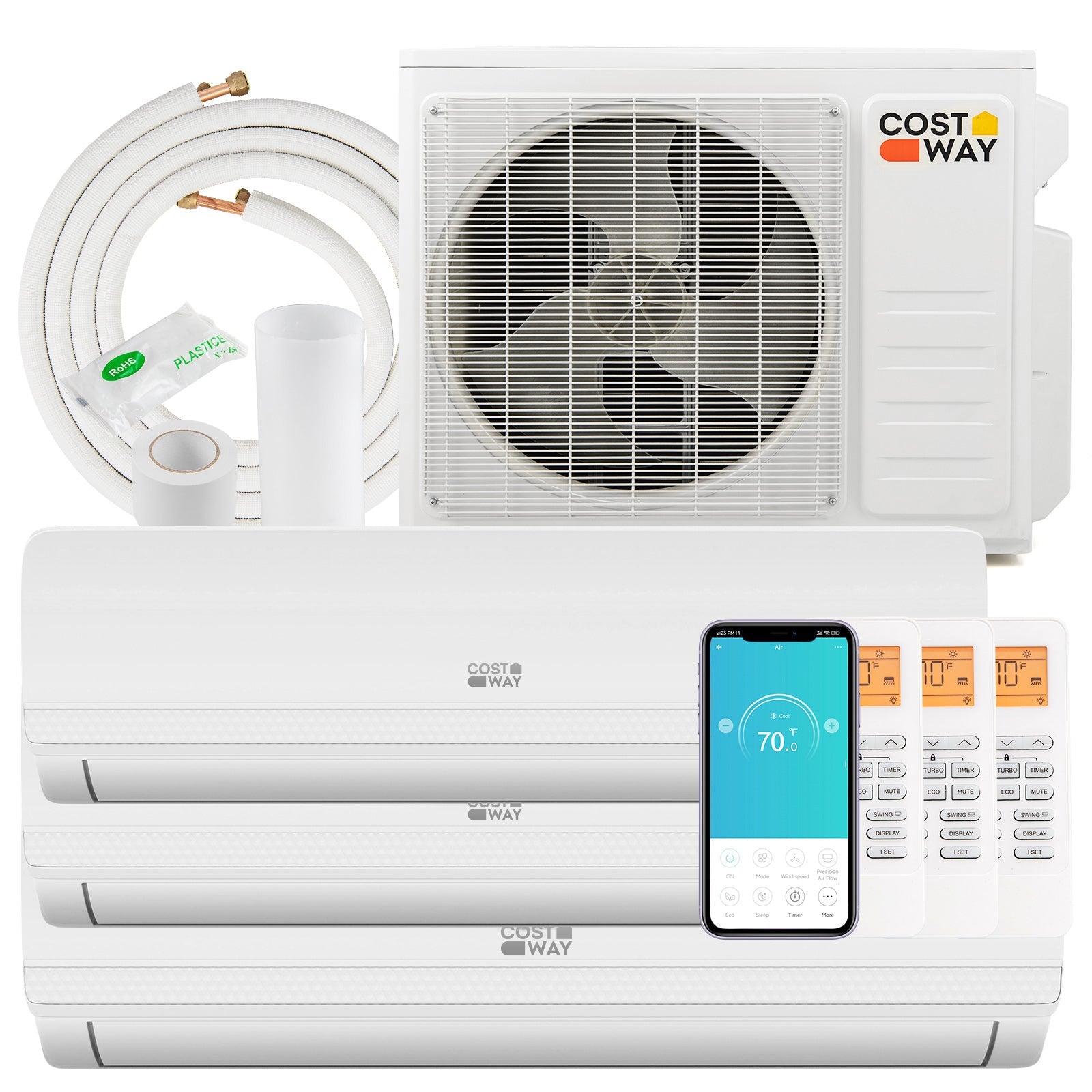 27000 BTU 3 Zone 19 SEER2 Mini Split AC with Heat Pump
