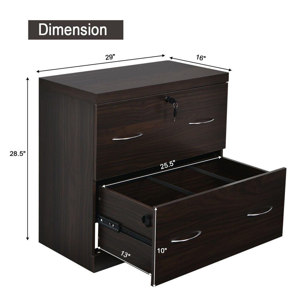 2-Drawer File Cabinet with Lock Hinging Bar Letter and Legal Size